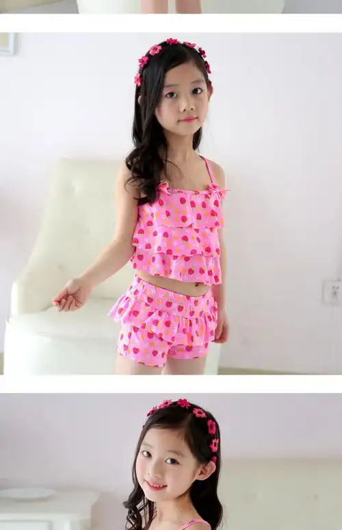 儿童游泳衣女孩泳装公主比基尼宝宝婴儿连体分体裙式小中大童温泉