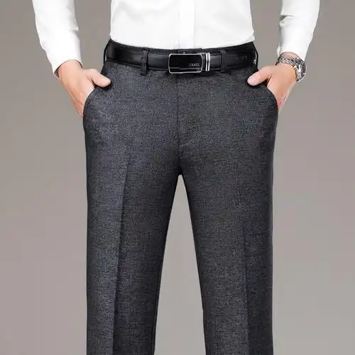 金盾kindon夏季薄款天丝中年西裤男直筒长裤子免烫西装裤宽松商务正装
