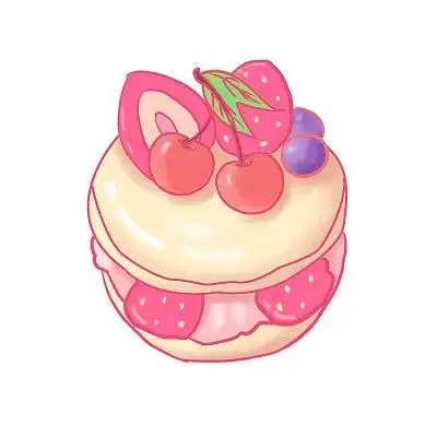 马卡龙草莓樱桃芝士甜品小清新甜点卡通插画蛋糕甜品马卡龙