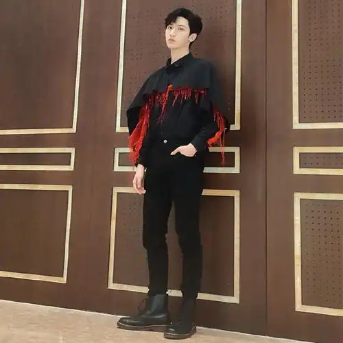 tnt时代少年团严浩翔同款黑色百搭修身小脚牛仔裤