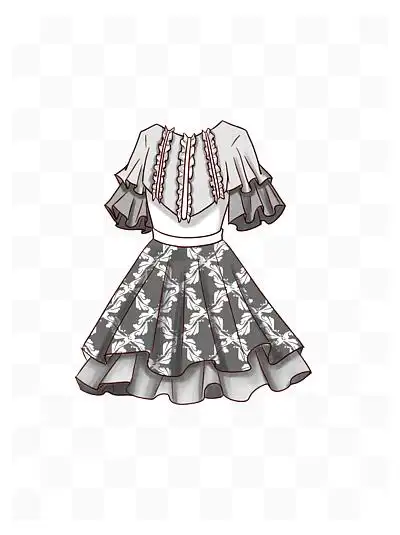 欧式公主裙手绘插画