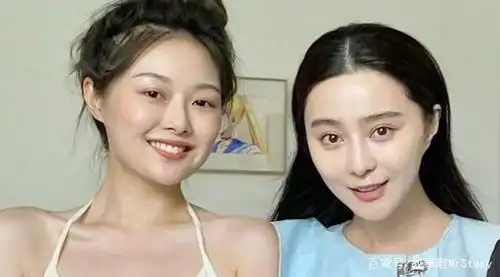 范冰冰素颜炸毛和网红合影,脸比对方大一圈,尽显憔悴