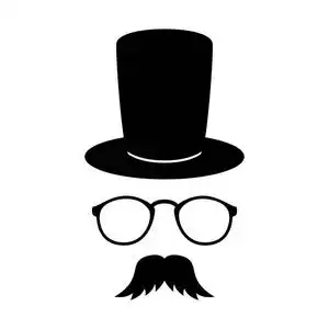 男人脸上戴着眼镜,胡子和帽子.照片道具绅士.侦探.矢量照片