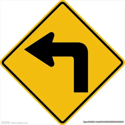 外国交通图标 向左拐弯指示设计图__公共标识标志_标志图标_设计图库