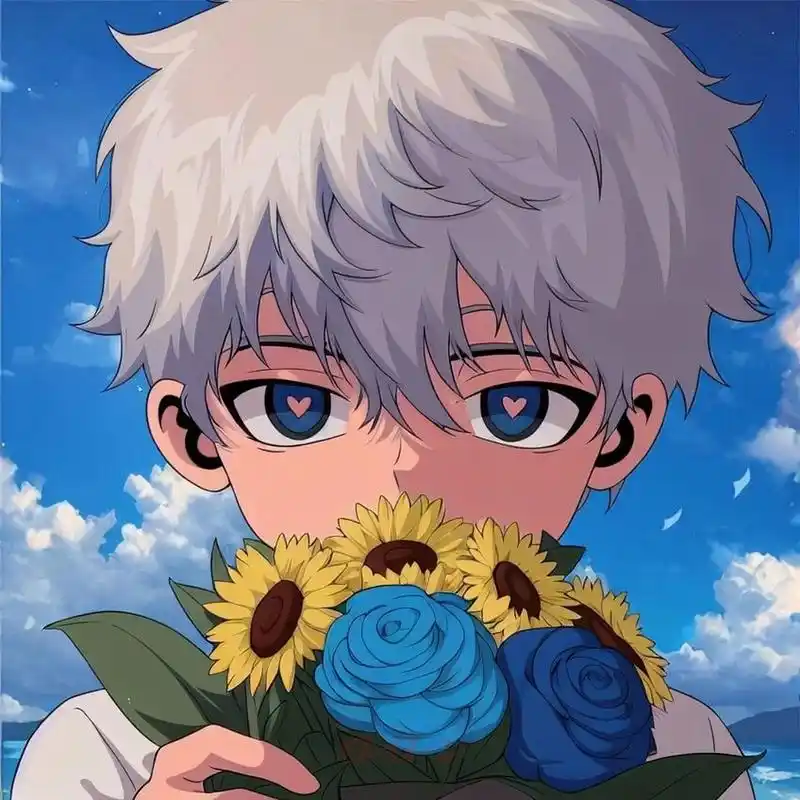 鲜花治愈系男生动漫头像p1