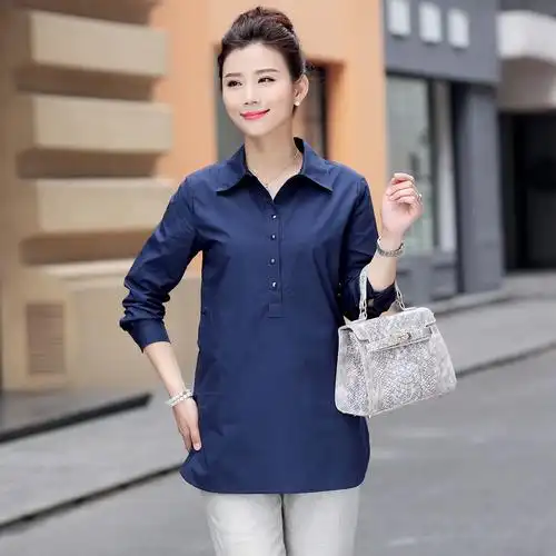 衬衫女长袖韩版中长款2016新款女装修身显瘦春秋女士上衣女式衬衣