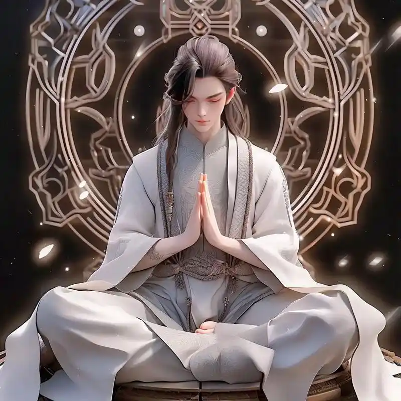 双手合十的古风男头