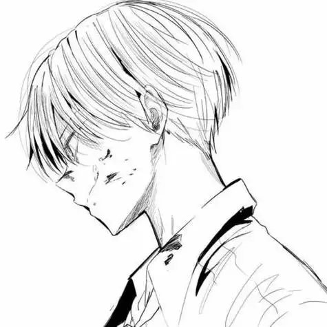 素描男生头像侧面卡通 卡通头像图片大全 -【爱个性】