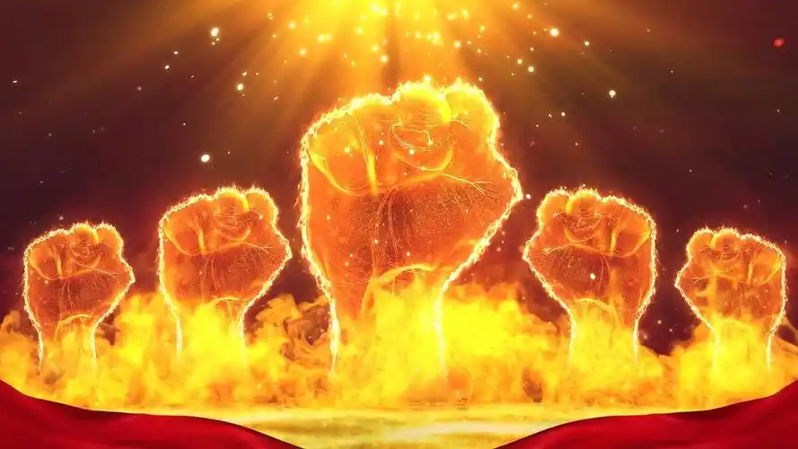 高考必胜4k大气火焰拳头粒子光效背景视频加油火焰力量背景