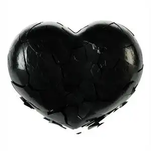 白色背景上破碎的黑色心脏. 三维渲染.照片