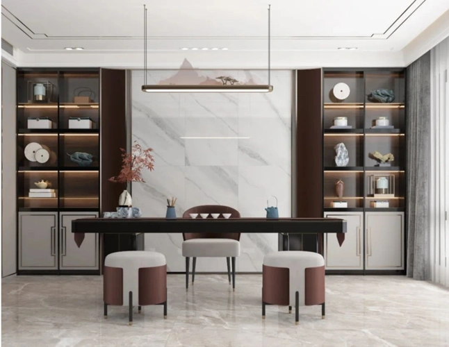 新品应用禅意和雅的新中式茶室背景墙让人不得不爱