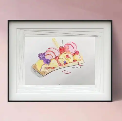 甜品彩铅绘画,视觉盛宴精致下午茶