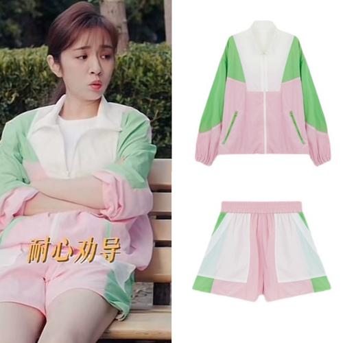 欢乐家长群王晓晨同款外套短裤套装女时尚女士跑步运动服两件套