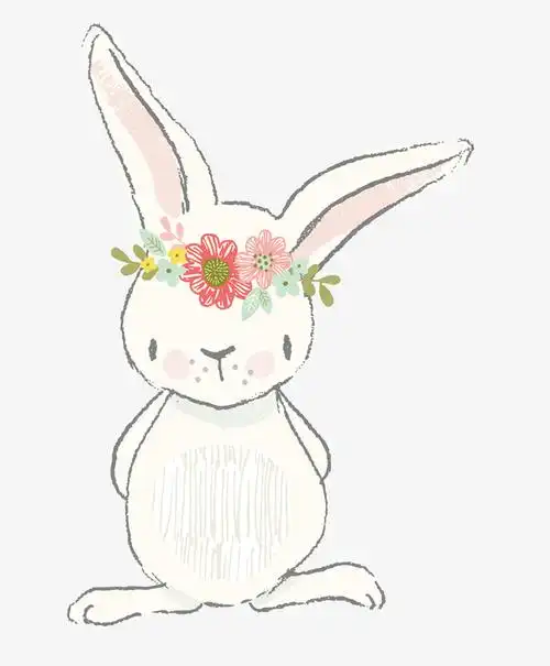 头带花环小清新手绘的兔子高清兔
