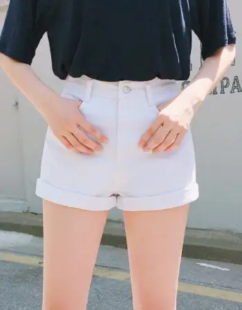 夏尔维纳白色牛仔超短裤女夏高腰韩版显瘦卷边宽松学生2018新款百搭热