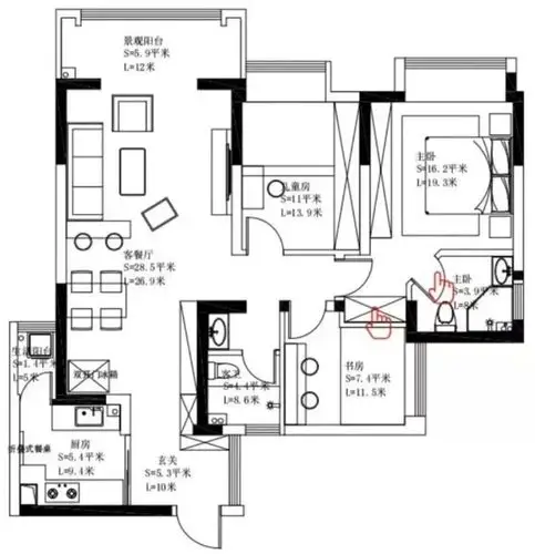 平面布局图  玄关