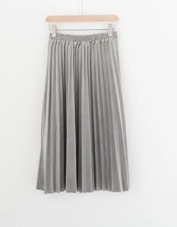 早安日记/文艺半身裙百褶裙秋冬季女2018新款中长款显瘦裙子 灰色