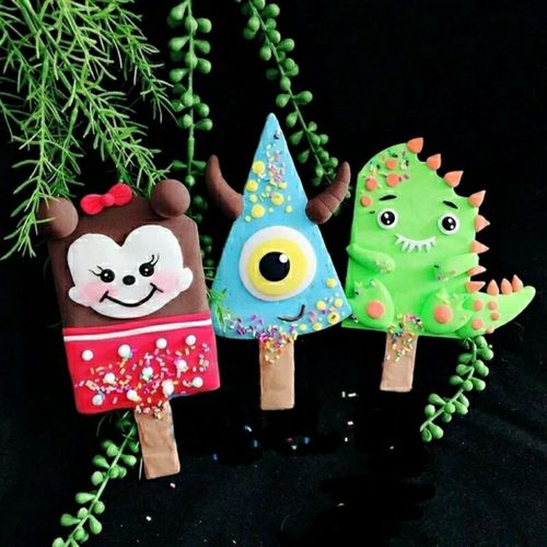 幼儿园亲子手工制作彩泥泥制作雪糕棒diy创意冰淇淋 夏天手工材料