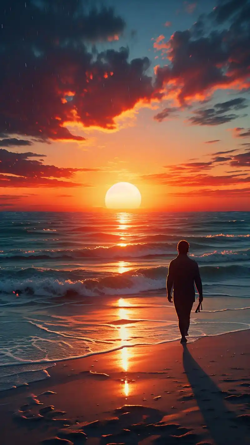 海边背影壁纸9893手机桌面美学 想感受海风的温柔与夕阳的浪漫吗?