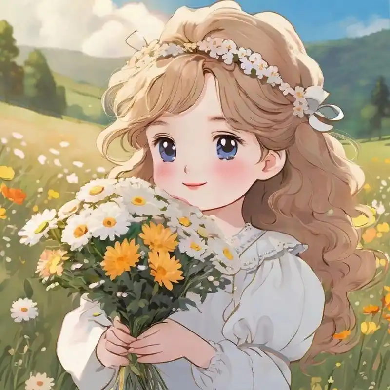 百变抱花61女生头像～ 哟呼～又是不一样的色彩搭配,本人最喜欢绿色