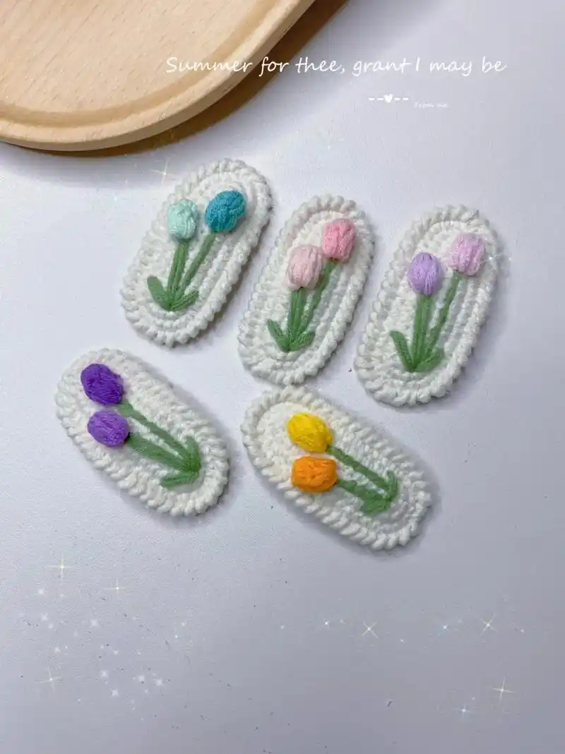 郁金香发夹图解#爱生活爱编织 #钩针编织 - 抖音