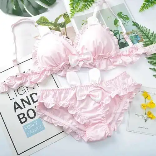 内衣文胸套装少女风文胸胸罩女士内裤学生可爱韩版白色兔子单内衣s[65