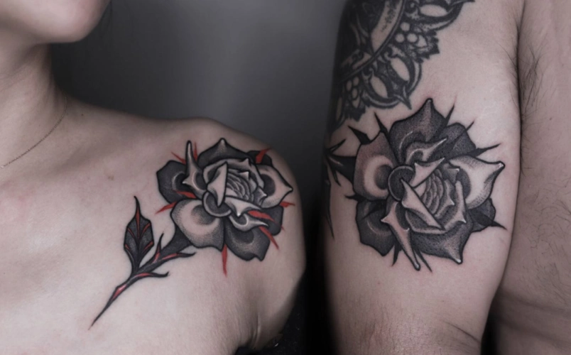 情侣花纹身欣赏个性情侣肩部纹身