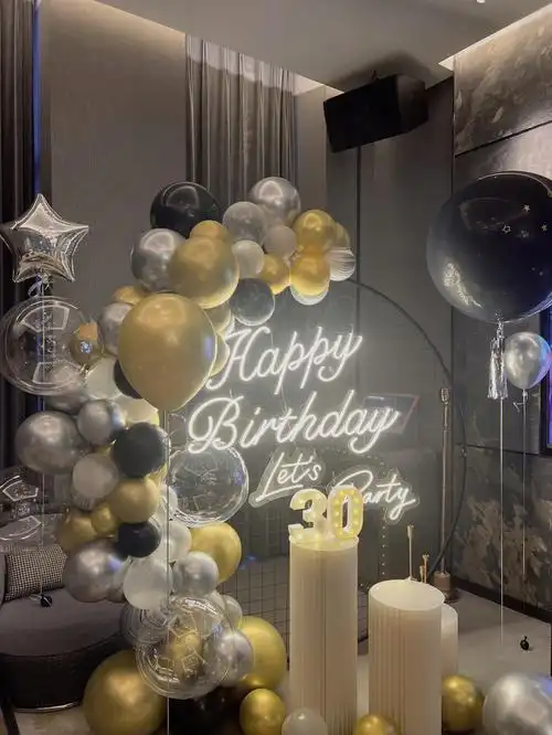 北京男士生日布置黑金letsparty