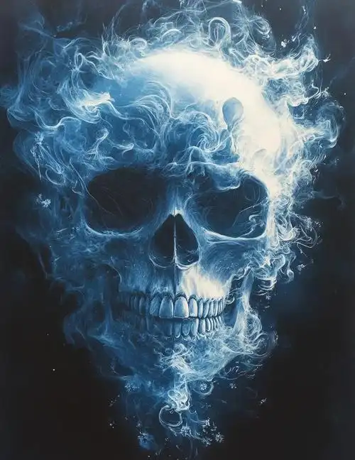 midjourney烟雾骷髅头创作