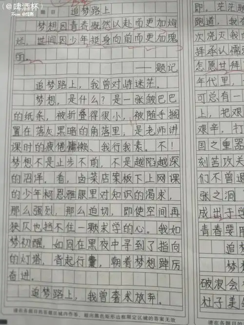 中考练考作文追梦路上