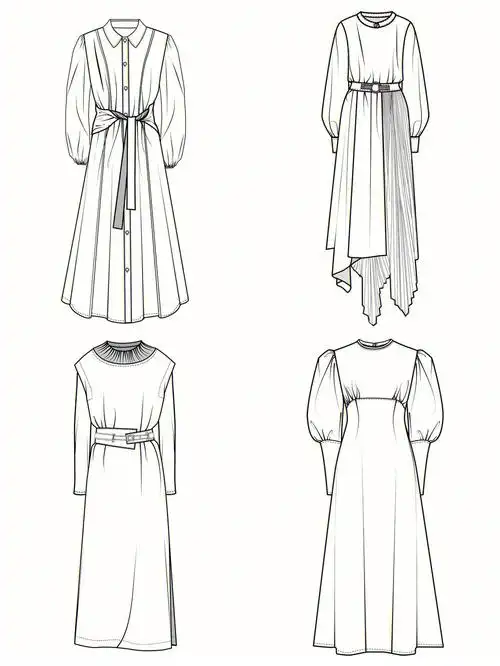 连衣裙正反面服装款式图服装设计11