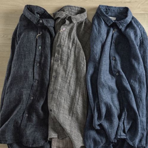 fickan麻布衣服男装麻料上衣春夏特大码300斤痞帅棉麻长袖衬衫男外套