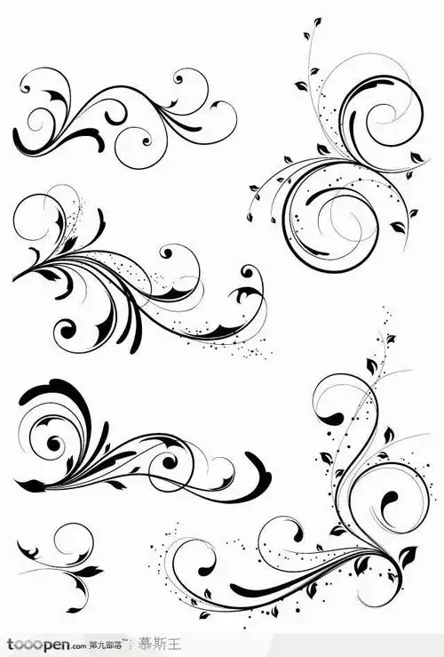 多款黑白装饰花纹矢量素材