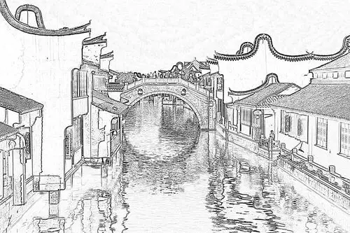 江南古镇特有的小桥流水