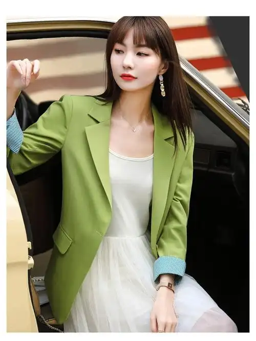 简蜓休闲小西装外套女春季新款韩版修身网红西服套装短款小个子洋气
