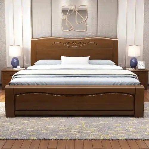 5m木质床头主卧双人大床实木床带储物空间