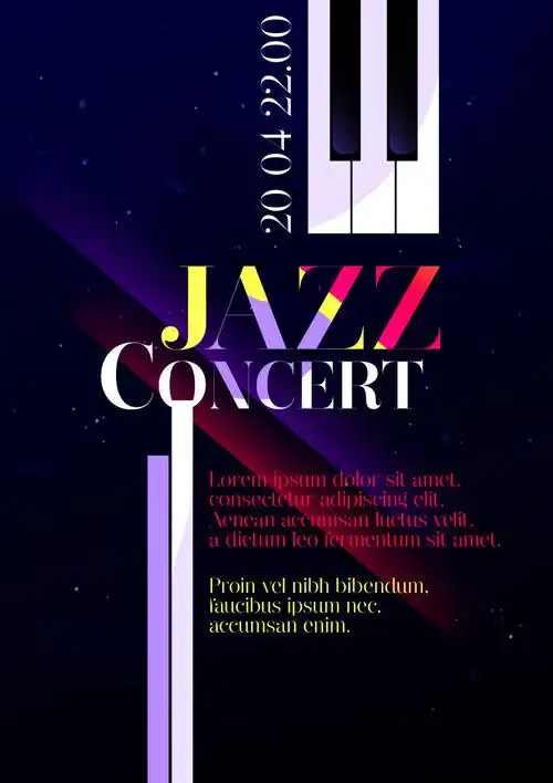 矢量音乐派对海报设计图片-抽象矢量现代爵士乐主题平面海报设计素材