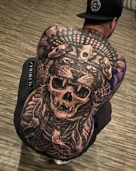 霸气的9款欧美黑灰大满背纹身作品图案
