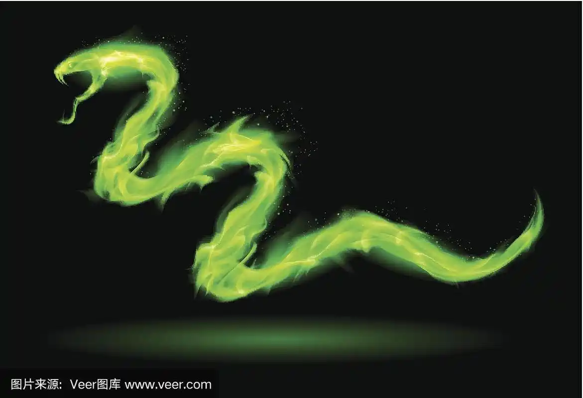 蛇,火,绿色,火焰图案,自然