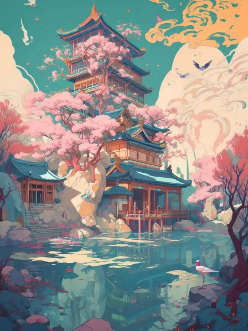 插画欣赏——中国古建筑 #插画# #画# #二次元美图