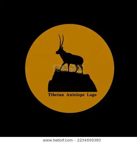 羚羊西藏手绘剪影矢量标志素材