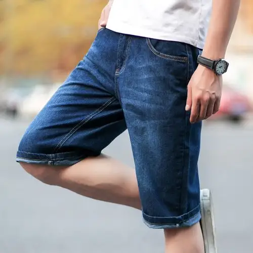 男士牛仔短裤男夏季薄款七分直筒休闲中裤青年透气宽松短裤子夏天