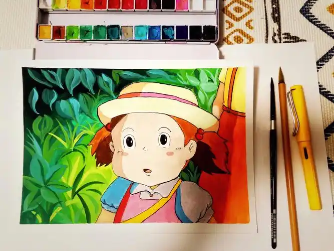 附过程图用水彩临摹宫崎骏的画画面真美