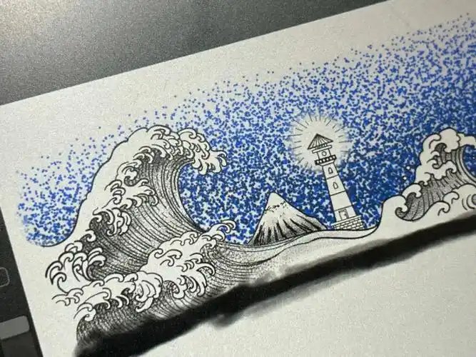 浮世绘手环大臂小臂均可海浪纹身