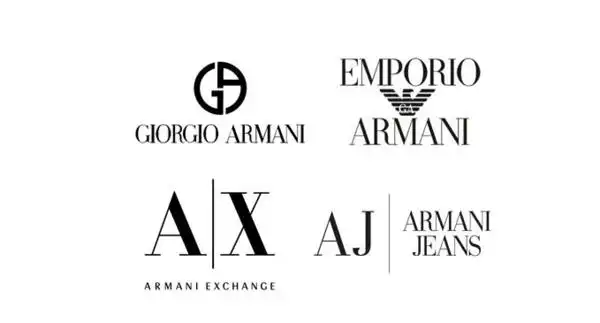 1,阿玛尼logo标志设计成了镂空式的横条纹设计,彰显阿玛尼品牌的艺术