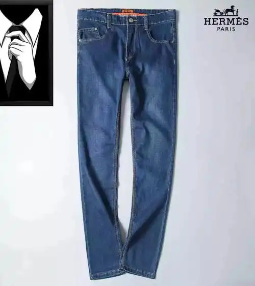 爱马仕米兰show原单最新 深色纯棉牛仔裤