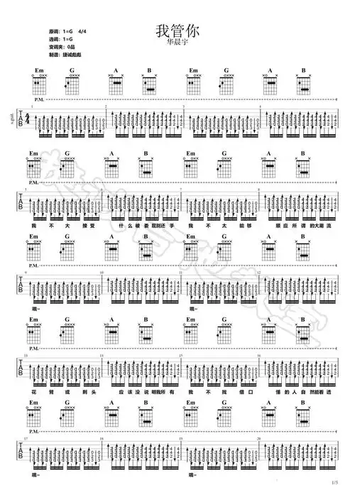 我管你吉他谱1