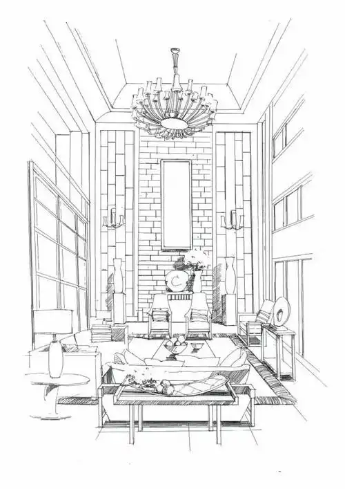 精选60张室内设计手绘空间线稿范例!