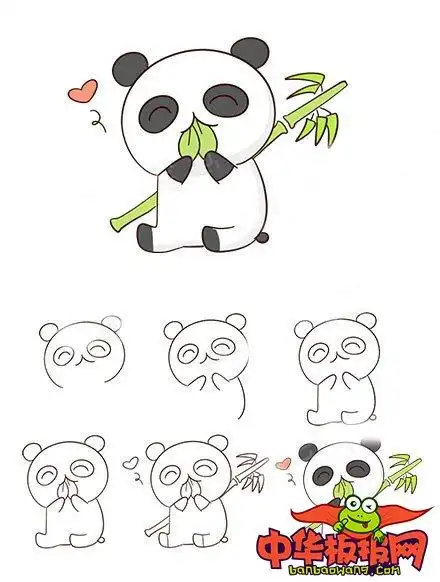 超可爱的大熊猫简笔画步骤图,熊猫怎么画漂亮又简单