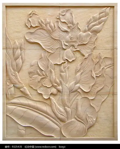 花叶绿叶浮雕背景墙雕刻
